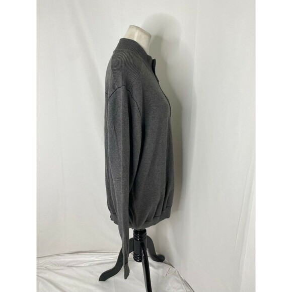 Men's Large Sweater Remington Grey Cutter & Buck Half Zip Ribbed Knit - Picture 5 of 12